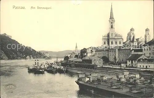 Passau Am Donauquai Schiffsanlegestelle Dom Kirche Kat. Passau