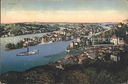 Passau Zusammenfluss von Inn Donau und Ilz Kat. Passau