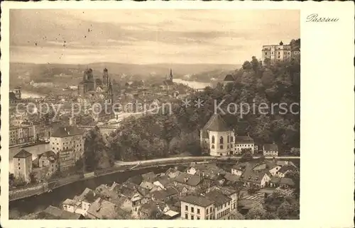 Passau Panorama mit Dom Burgen Ober und Niederhaus Kat. Passau