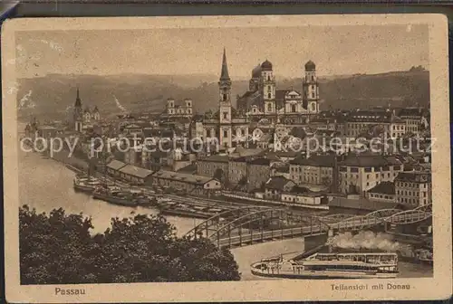 Passau Teilansicht Dom Donaubruecke Schiffslandeplatz Kat. Passau