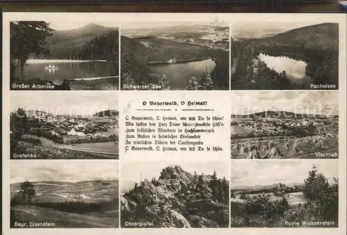 Viechtach Bayerischer Wald Gr Arbersee Schwarzer See Rachelsee Grafenau Viechtach Bayr Eisenstein Ossergipfel Ruine Weissenstein Kat. Viechtach