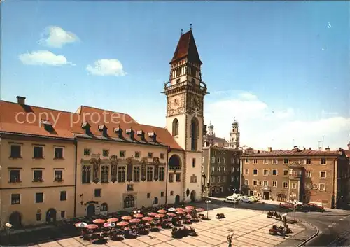 Passau Dreifluessestadt Donau Inn und Ilz Rathaus mit Saalbau Kat. Passau