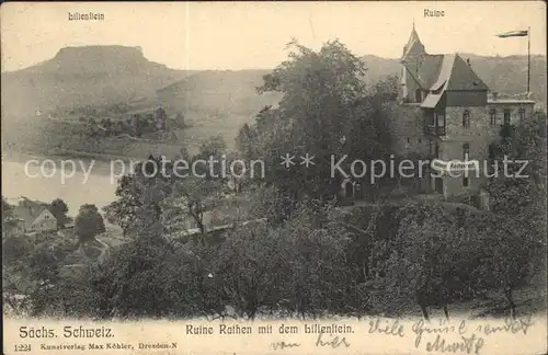 Rathen Saechsische Schweiz Lilienstein Ruine Kat. Rathen Sachsen