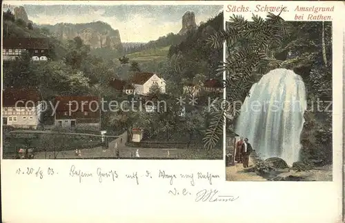 Rathen Saechsische Schweiz Amselgrund Wasserfall Kat. Rathen Sachsen