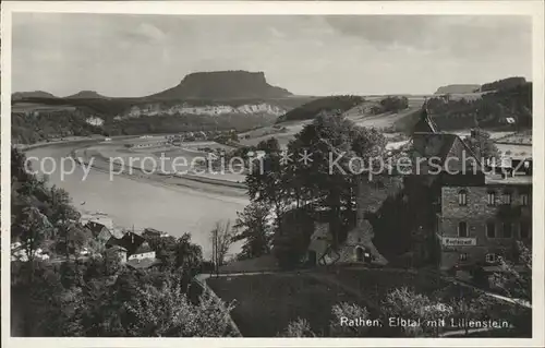 Rathen Saechsische Schweiz Elbtal mit Lilienstein Kat. Rathen Sachsen