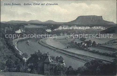 Rathen Saechsische Schweiz Elbtal mit Lilienstein Kat. Rathen Sachsen