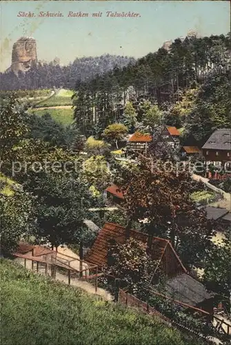 Rathen Saechsische Schweiz mit Talwaechter Kat. Rathen Sachsen