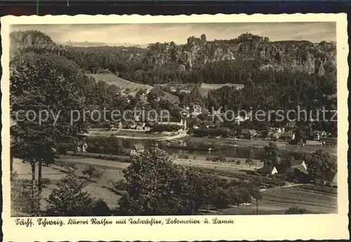 Rathen Saechsische Schweiz mit Talwaechter Lokomotive und Lamm Kat. Rathen Sachsen