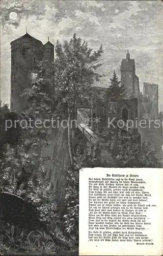 Stolpen Turm Ruine Kuenstlerkarte Kat. Stolpen