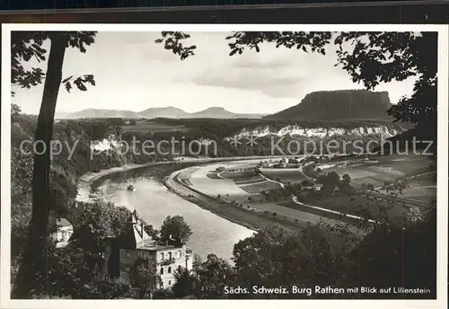 Rathen Saechsische Schweiz Burg mit Lilienstein Kat. Rathen Sachsen