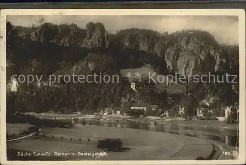 Rathen Saechsische Schweiz mit Bastei Elbe Kat. Rathen Sachsen