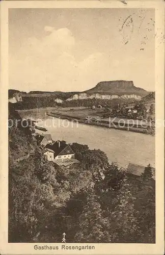 Rathen Saechsische Schweiz Gasthaus Rosengarten mit Lilienstein Kat. Rathen Sachsen