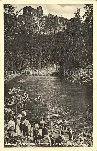 Rathen Saechsische Schweiz Amselsee mit Gansfelsen Kat. Rathen Sachsen