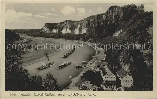 Rathen Saechsische Schweiz mit Elbtal und Bastei Kat. Rathen Sachsen