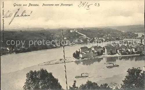 Passau Blick vom Nonnengut Dreifluessestadt Donau Inn Ilz Kat. Passau