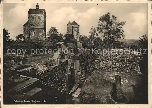 Stolpen Schlossruine mit Kapelle Seiger  und Coselturm Kat. Stolpen