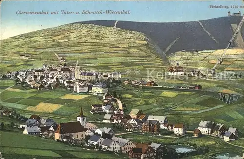 Oberwiesenthal Erzgebirge mit Unter und Boehmisch Wiesenthal Fichtelberg Kat. Oberwiesenthal