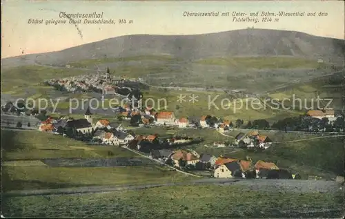 Oberwiesenthal Erzgebirge mit Unter und Boehmisch Wiesental und Fichtelberg Kat. Oberwiesenthal