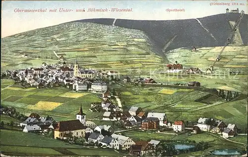 Oberwiesenthal Erzgebirge mit Unter und Boehmisch Wiesental Sporthotel Fichtelberg Kat. Oberwiesenthal