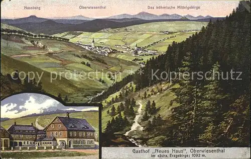 Oberwiesenthal Erzgebirge mit Gasthof Neues Haus Kat. Oberwiesenthal