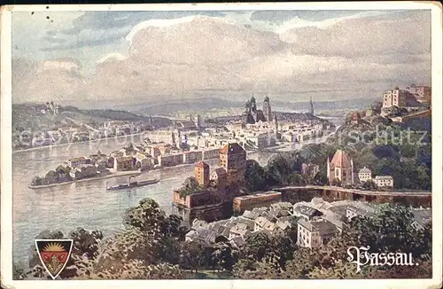 Passau Zusammenfluss von Ilz Donau und Inn Kat. Passau