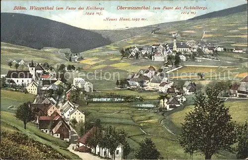 Oberwiesenthal Erzgebirge mit Boehm Wiesental Keilberg und Fichtelberg Kat. Oberwiesenthal