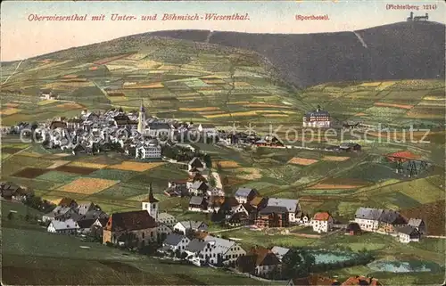 Oberwiesenthal Erzgebirge mit Unter und Boehm Wiesenthal Fichtelberg Kat. Oberwiesenthal
