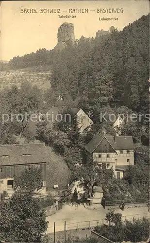 Rathen Saechsische Schweiz Basteiweg Talwaechter Lokomotive Kat. Rathen Sachsen