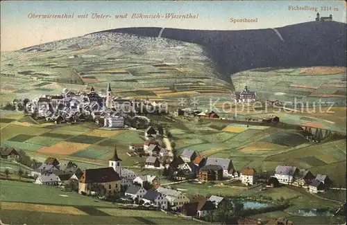 Oberwiesenthal Erzgebirge mit Unter und B?hm Wiesental Sporthotel und Fichtelberg Kat. Oberwiesenthal
