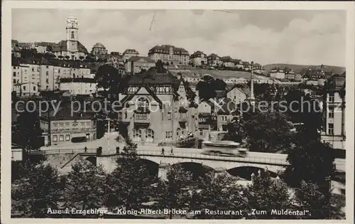 Aue Erzgebirge Koenig Albert Bruecke am Restaurant Zum Muldental Kat. Aue