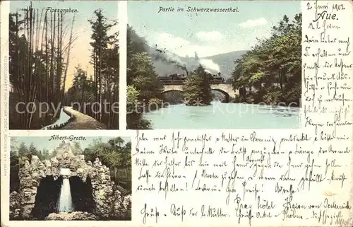 Aue Erzgebirge Flossgraben Eisenbahnbruecke im Schwarzwassertal Albert Grotte Kat. Aue