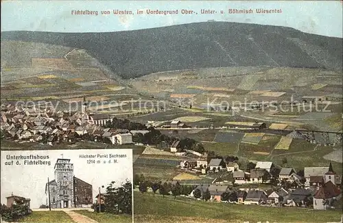 Fichtelberg Oberwiesenthal mit Unter und Boehm Wiesenthal Unterkunftshaus Kat. Oberwiesenthal