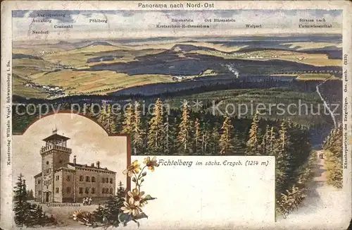 Fichtelberg Oberwiesenthal Panorama mit Unterkunftshaus Kat. Oberwiesenthal