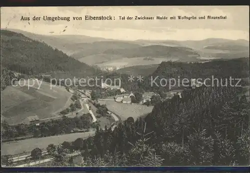 Eibenstock Tal der Zwickauer Mulde mit Wolfsgruen und Blauenthal Kat. Eibenstock