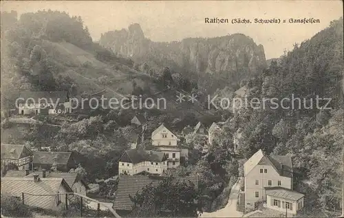 Rathen Saechsische Schweiz mit Gansfelsen Kat. Rathen Sachsen