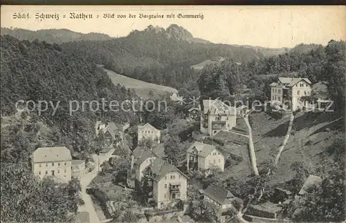 Rathen Saechsische Schweiz Blick von der Burgruine mit Gammerig Kat. Rathen Sachsen
