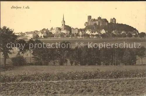 Stolpen Teilansicht mit Kirche und Schloss Kat. Stolpen