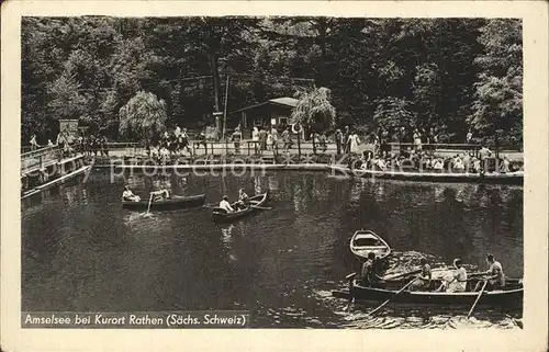 Rathen Saechsische Schweiz Partie am Amselsee Boote Kat. Rathen Sachsen