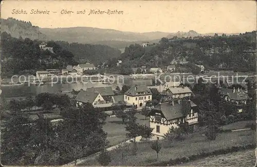 Rathen Saechsische Schweiz mit Ober und Niederrathen Elbepartie Kat. Rathen Sachsen