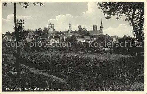 Stolpen Stadtblick Kirche und Schloss Kat. Stolpen