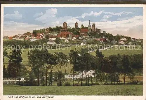 Stolpen Stadtblick mit Kirche und Schloss Kat. Stolpen