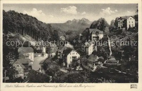 Rathen Saechsische Schweiz mit Gammerig Blick von der Burgruine Kat. Rathen Sachsen