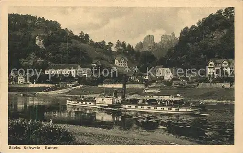 Rathen Saechsische Schweiz Elbepartie mit Dampfer Kat. Rathen Sachsen