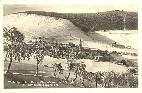 Oberwiesenthal Erzgebirge Panorama Wintersportplatz Kurort mit Fichtelberg Kat. Oberwiesenthal