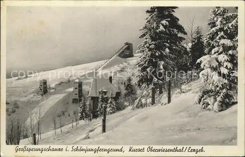 Oberwiesenthal Erzgebirge Gross Sprungschanze im Schoenjungferngrund Skispringen Wintersportplatz Kat. Oberwiesenthal