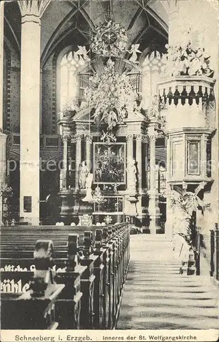 Schneeberg Erzgebirge Inneres der St Wolfgangskirche Altar Kat. Schneeberg