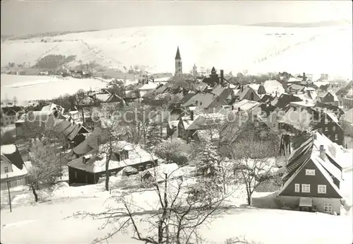 Oberwiesenthal Erzgebirge Ortsansicht im Winter Kat. Oberwiesenthal