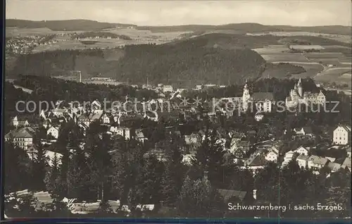 Schwarzenberg Erzgebirge Panorama mit Schloss und Kirche Kat. Schwarzenberg
