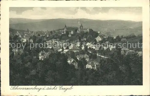 Schwarzenberg Erzgebirge Panorama mit Schloss und Kirche Kat. Schwarzenberg