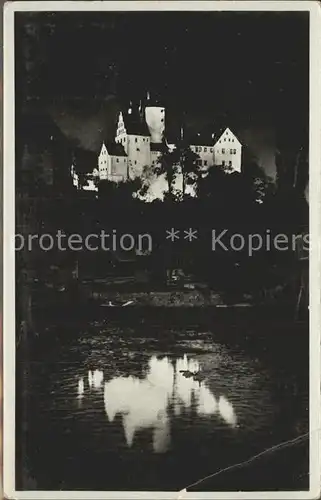 Schwarzenberg Erzgebirge Schloss bei Nacht Kat. Schwarzenberg